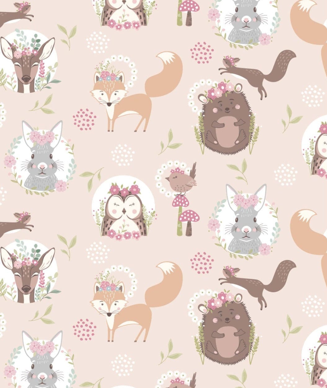 Fabric Owl and deer on blue cotton fabric - 'Little Explorer'  Craft Cotton Co.