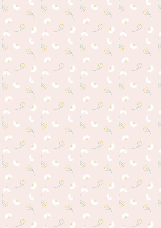 Fabric Petals Flowers on blush pink cotton fabric - Lewis & Irene
