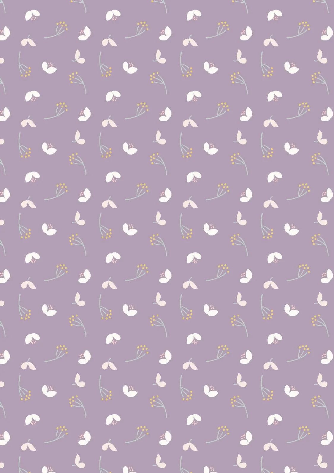 Fabric Petals Flowers on purple cotton fabric - Lewis & Irene