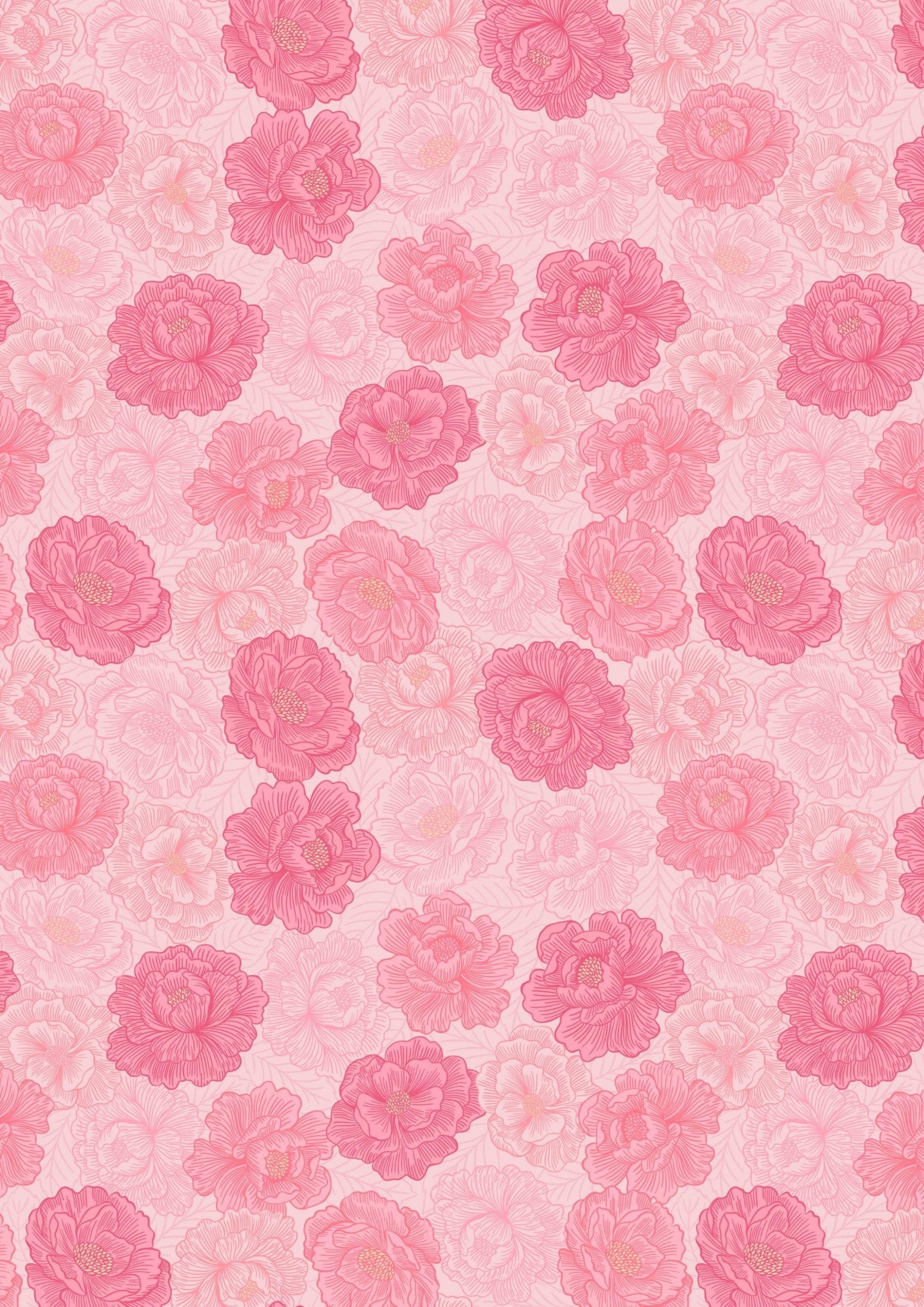 Fabric Petals on pink cotton fabric - Love Blooms by Lewis & Irene