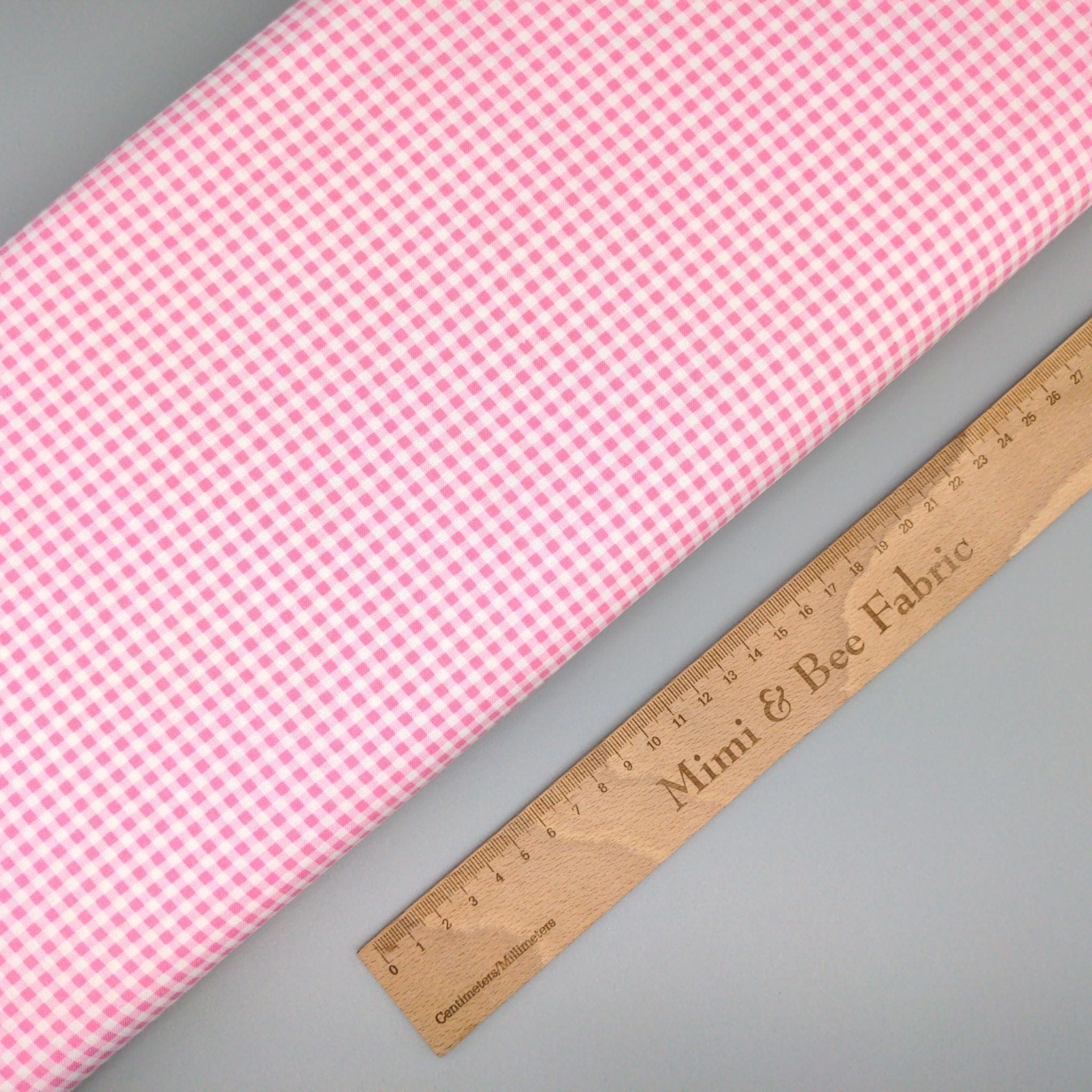 fabric Pink and white gingham cotton fabric - Susy Bees