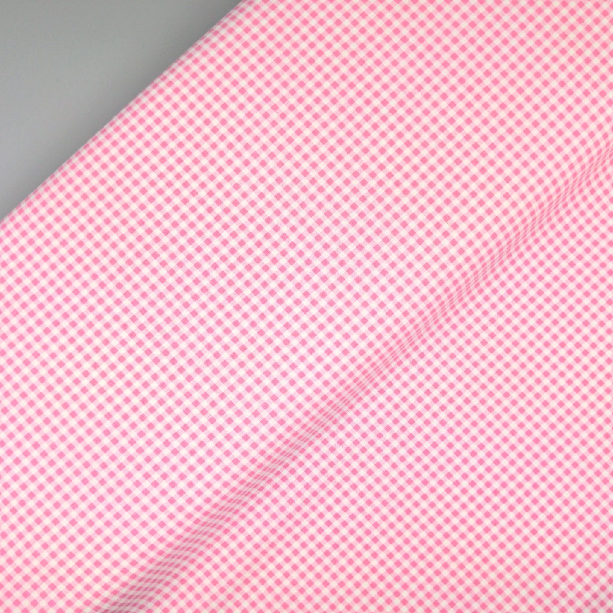 fabric Pink and white gingham cotton fabric - Susy Bees