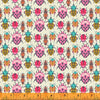 Fabric Pink Beetles on cream cotton fabric - 'Eden' Windham Fabrics