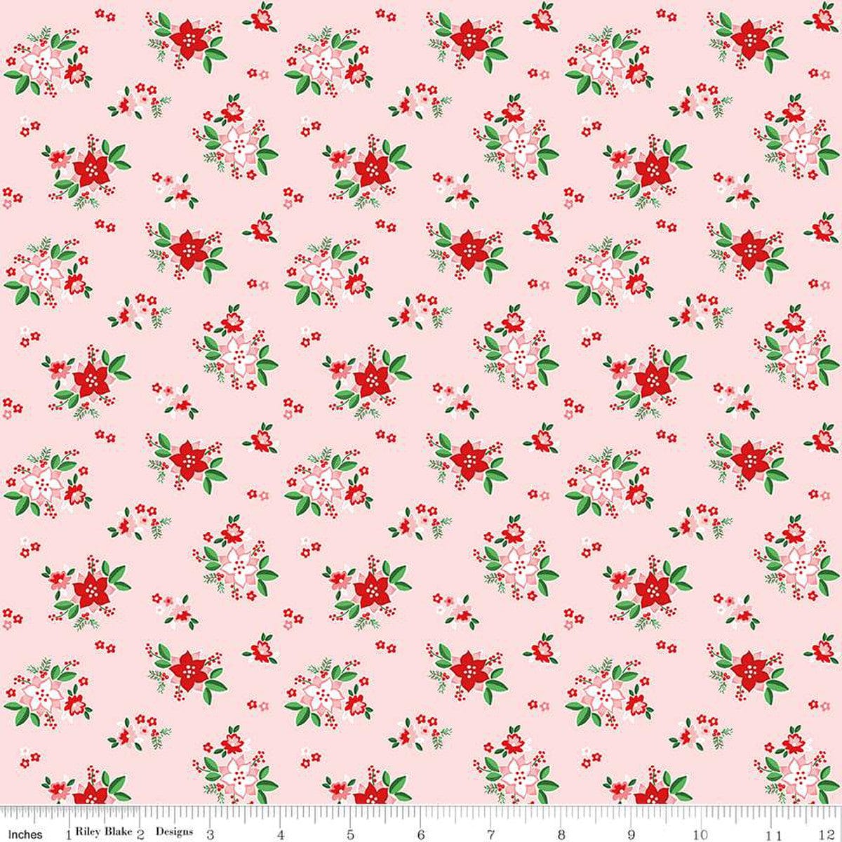 fabric Pink floral cotton fabric - Pixie Noel 2 - Riley Blake