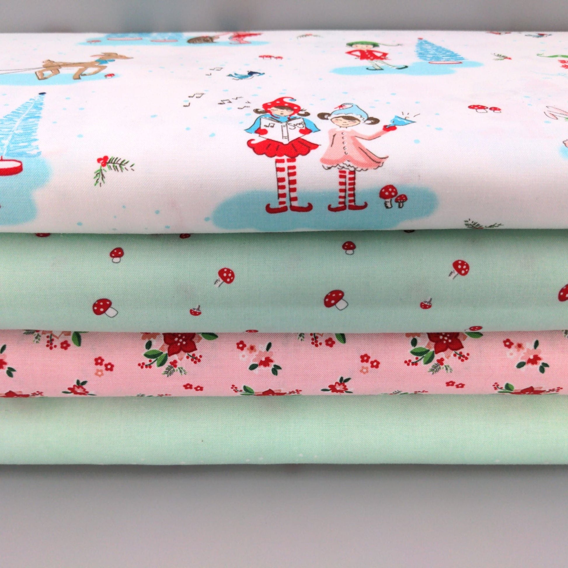 fabric Pink floral cotton fabric - Pixie Noel 2 - Riley Blake