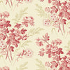 Fabric Pink flowers on deep red cotton fabric - Strawberies and Cream by Laundry Basket Quilts