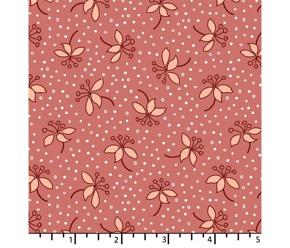 Fabric Pink Flowers on White cotton fabric - Pieces of Time - EQP