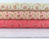 Fabric Pink Flowers on White cotton fabric - Pieces of Time - EQP