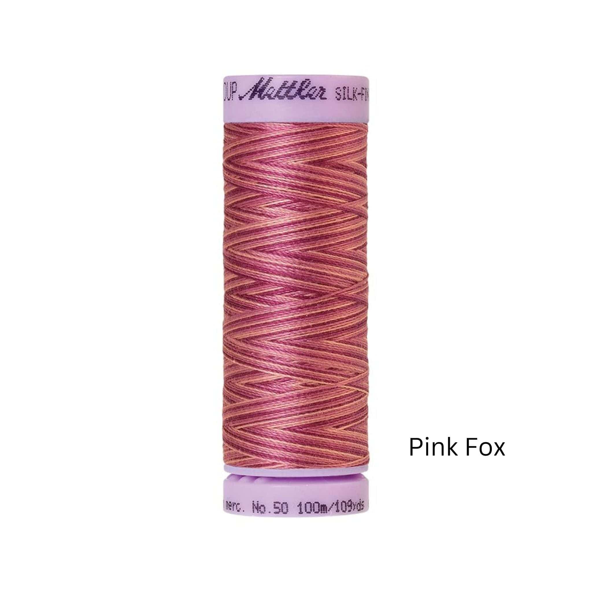 Thread & Floss Pink Fox Silk Thread Finish Multi Colour Cot 50 100m - 9839 Mettler