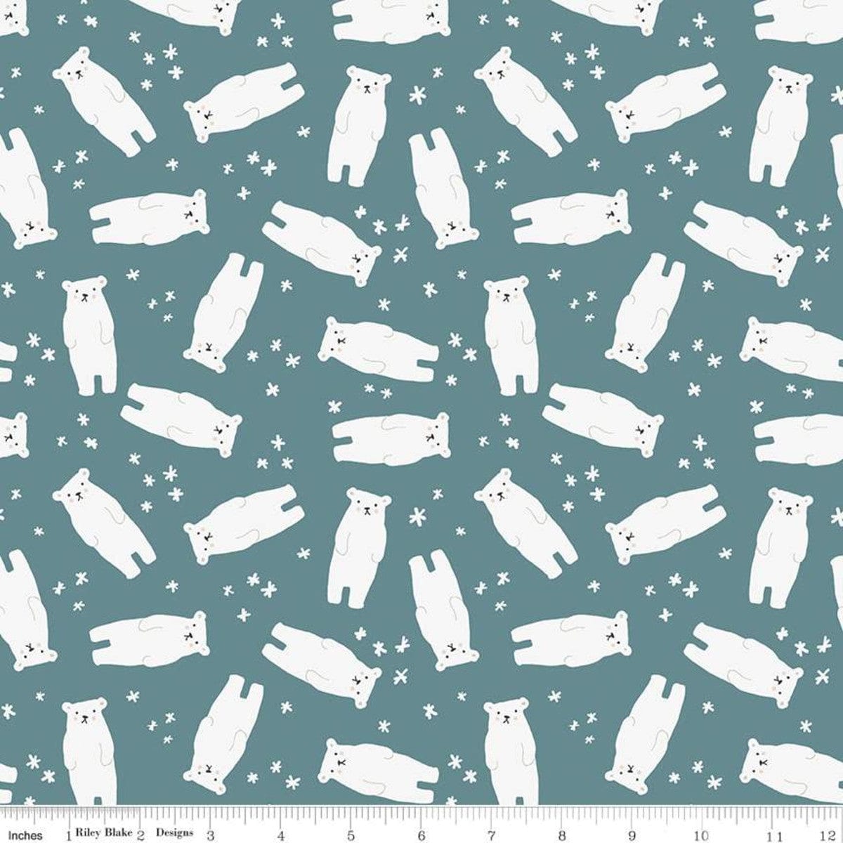 Fabric Polar bears and penguins on navy cotton fabric 'Nice ice baby' Riley Blake