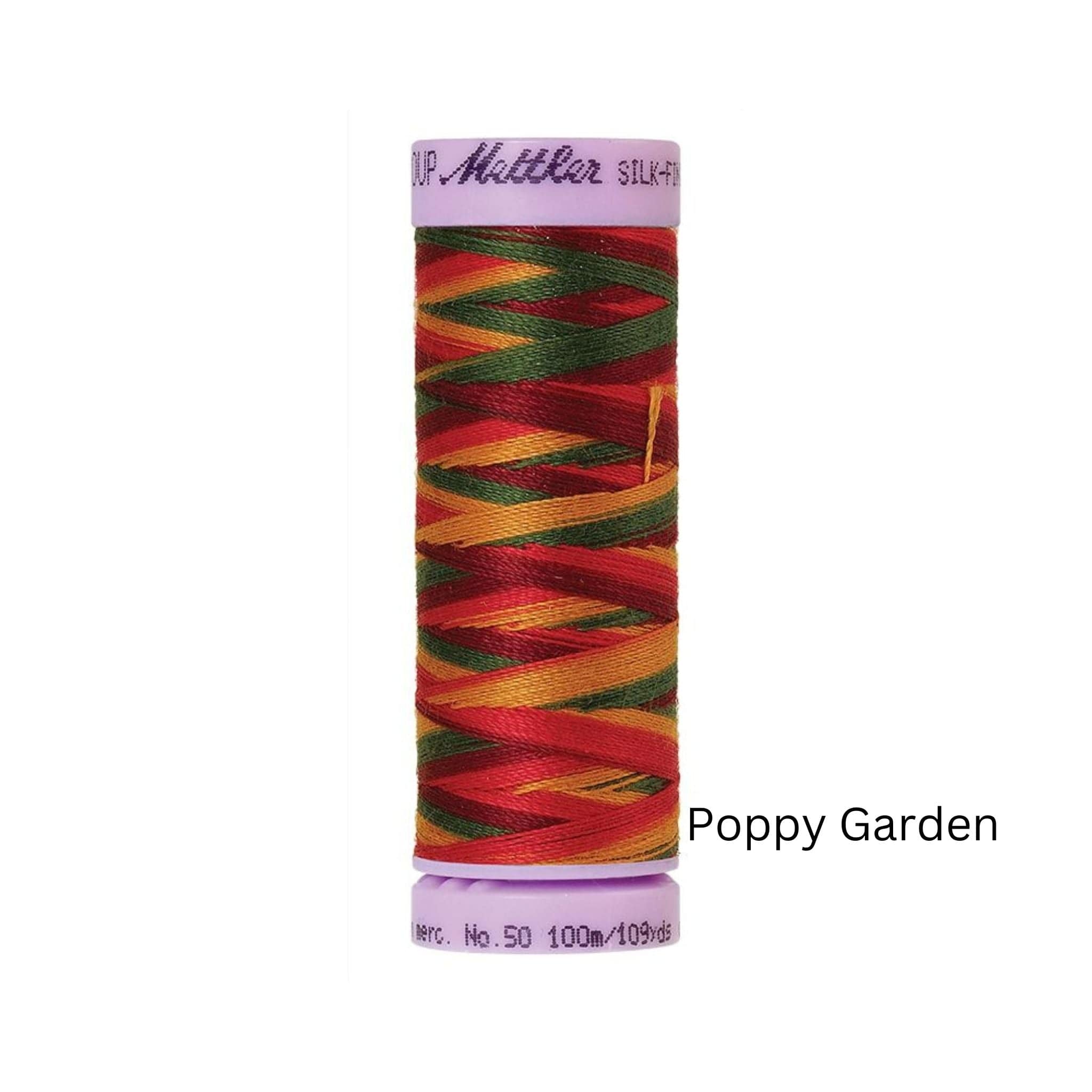 Thread & Floss Poppy Garden Silk Thread Finish Multi Colour Cot 50 100m - 9851 Mettler