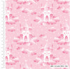 Fabric Princess Castle in the clouds stars on Pink cotton fabric - Craft Cotton Co