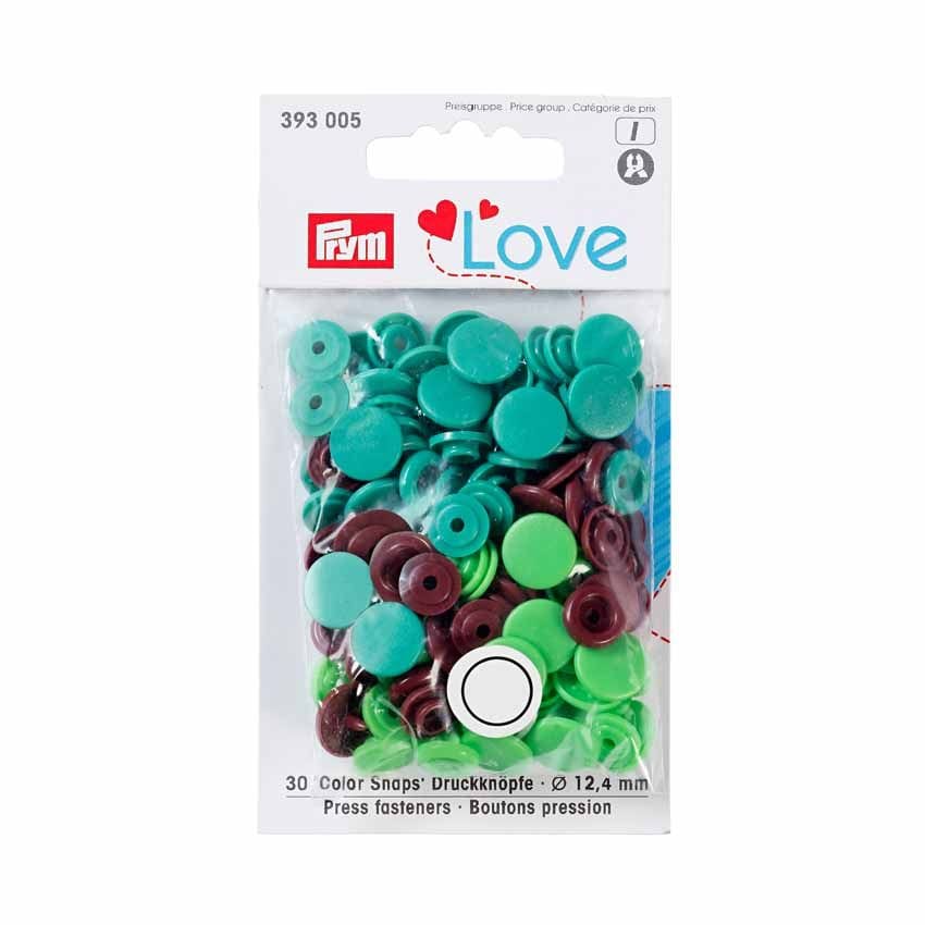 Buttons & Snaps Prym Love 30 colour snaps round green/brown 393 005