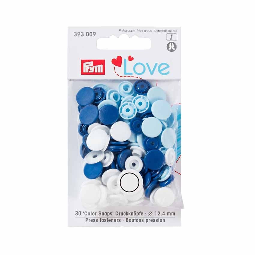 Buttons & Snaps Prym Love 30 colour snaps round navy/blue/white 393 009