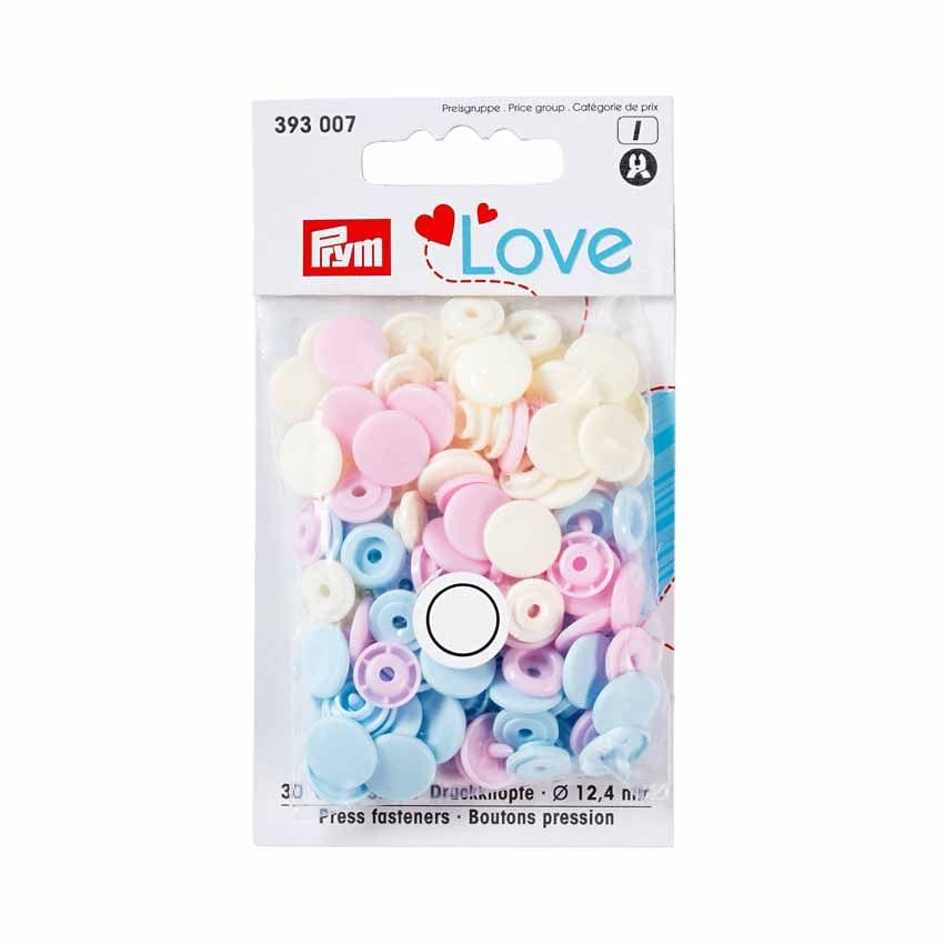 Buttons & Snaps Prym Love 30 colour snaps round pink/blue/yellow