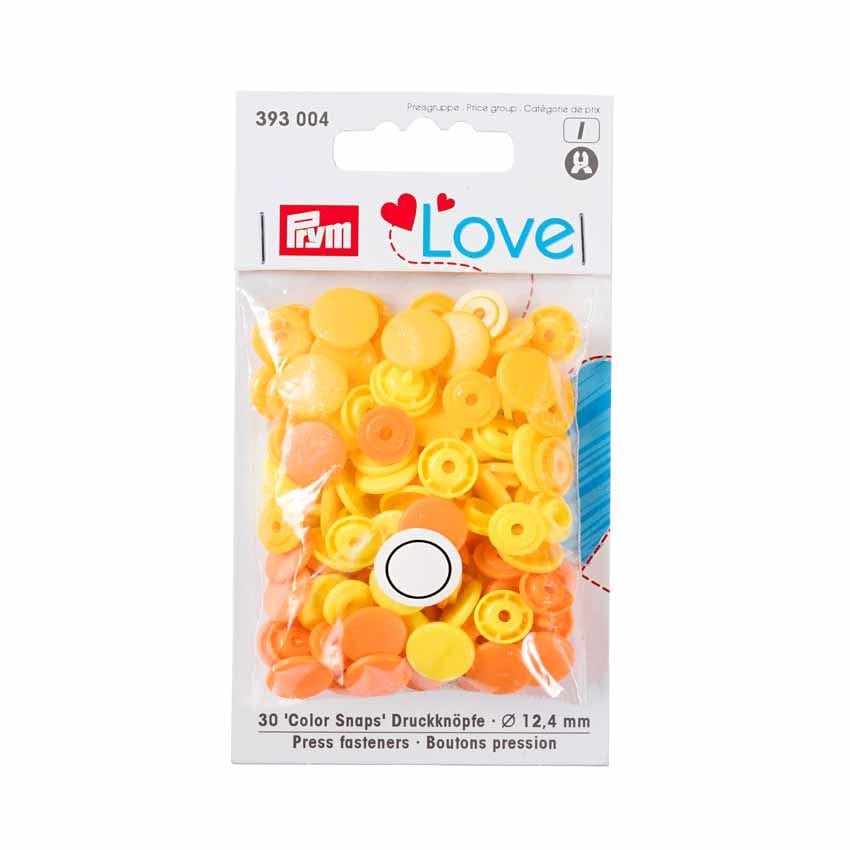 Buttons & Snaps Prym Love 30 colour snaps round yellow/orange 393 004