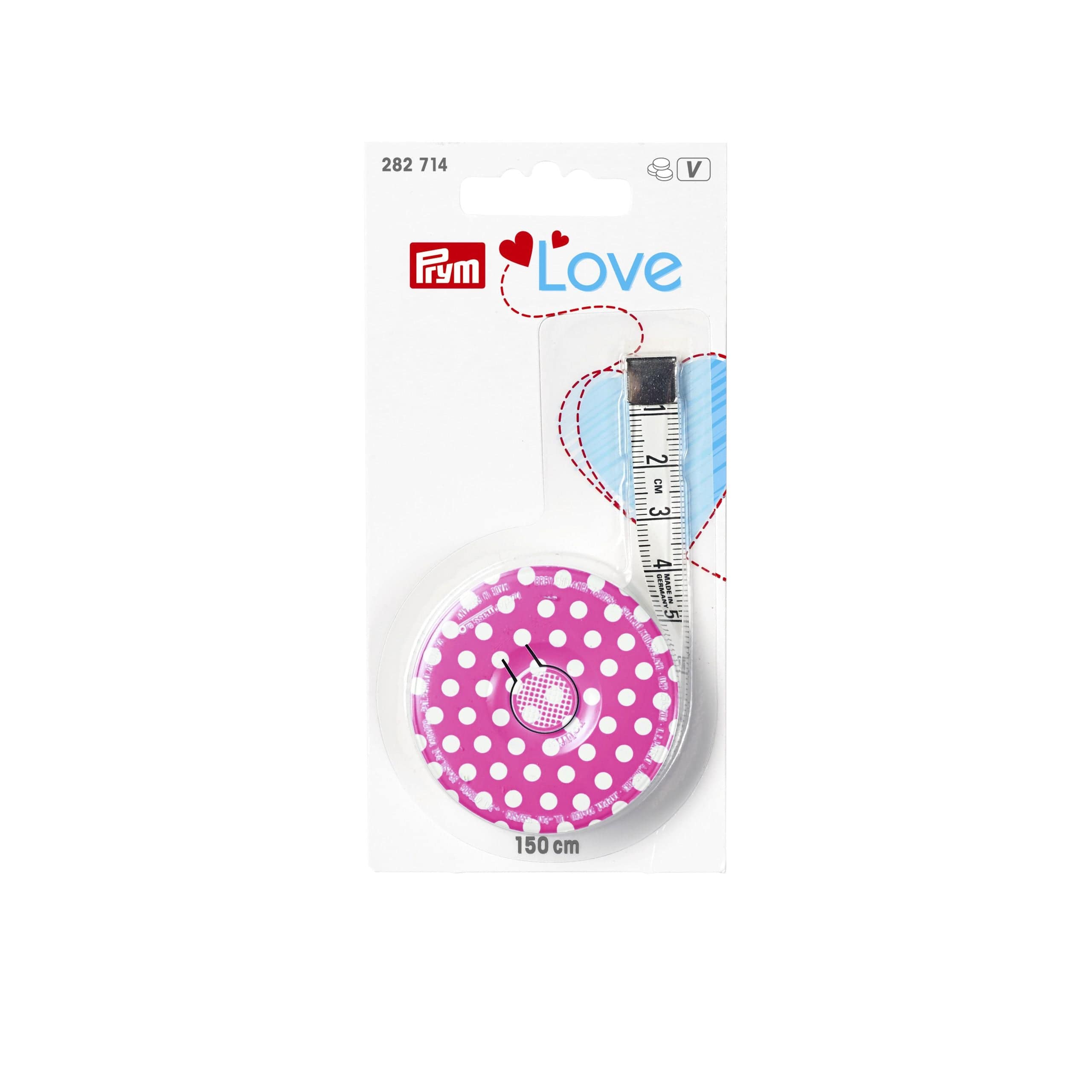 Tape Measures Prym Love retractable tape measure polka Pink 150cm