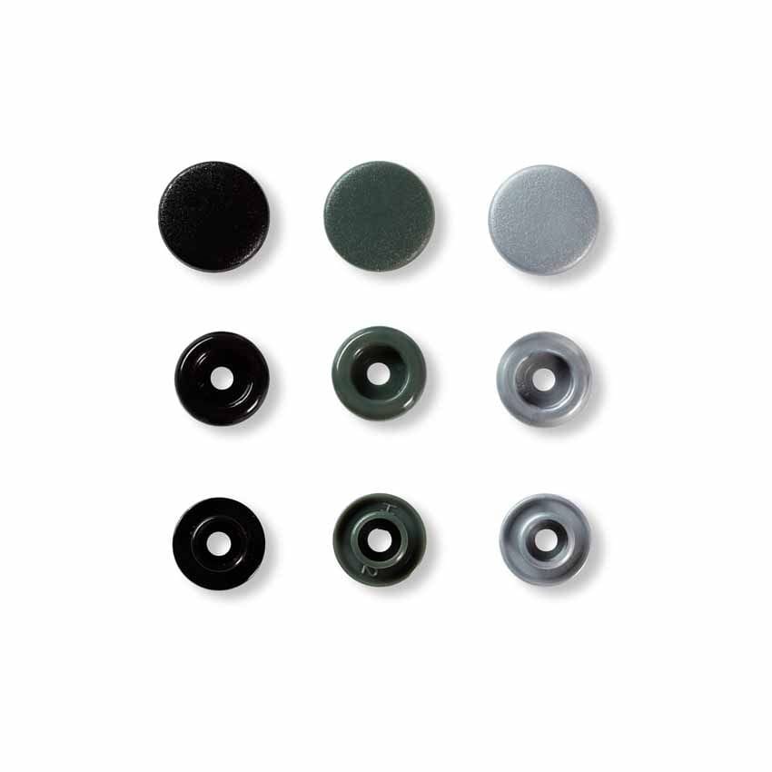 Buttons & Snaps Prym Love snaps round 30 non-sew black/khaki/grey