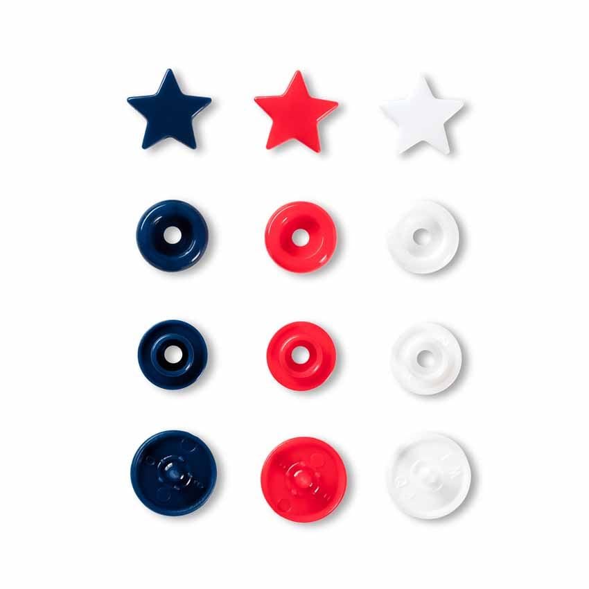 Buttons & Snaps Prym Love snaps star 393 061 - 30 non-sew red/white/navy