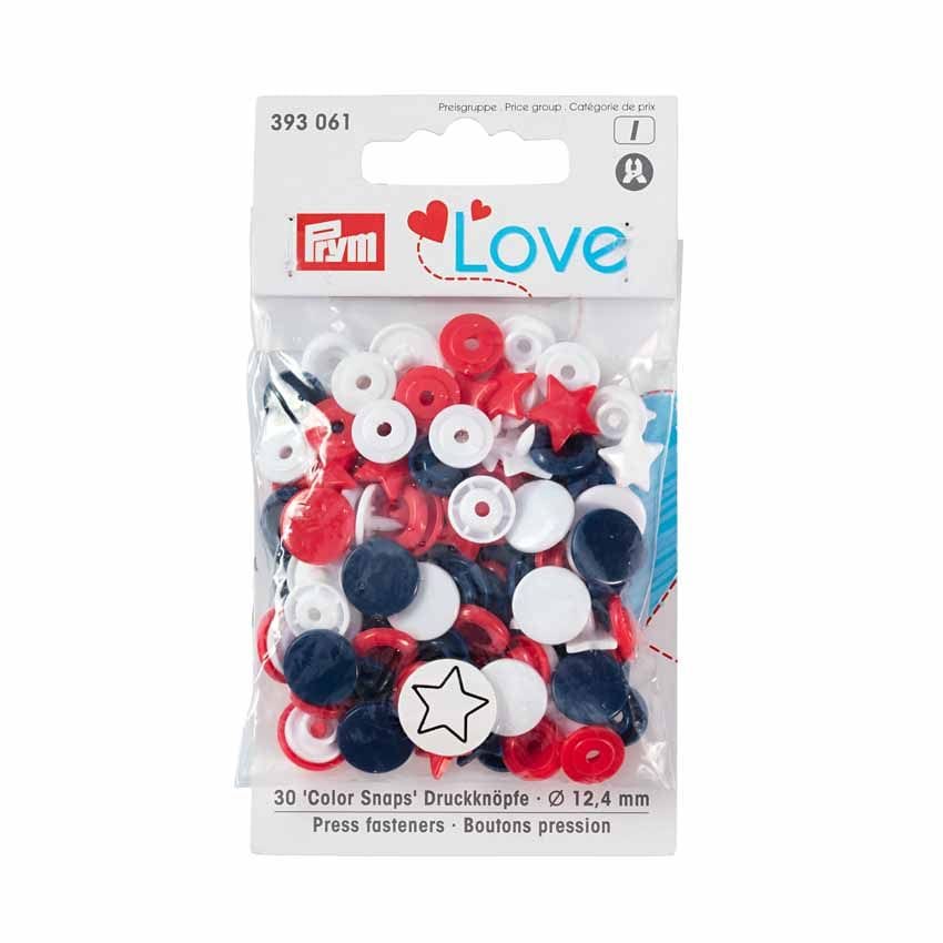 Buttons & Snaps Prym Love snaps star 393 061 - 30 non-sew red/white/navy