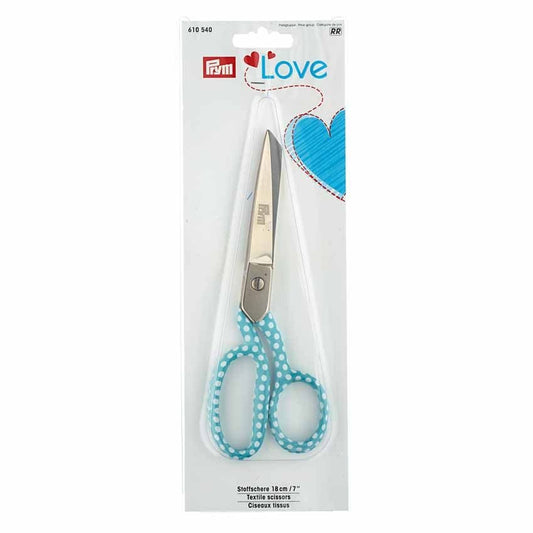 Craft & Office Scissors Prym Love textile scissors 7 inch/18cm - mint polka dot