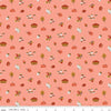 Fabric Pumpkins and leaves on coral cotton fabric - Maple - Riley Blake