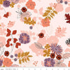 Fabric Pumpkins and leaves on coral cotton fabric - Maple - Riley Blake