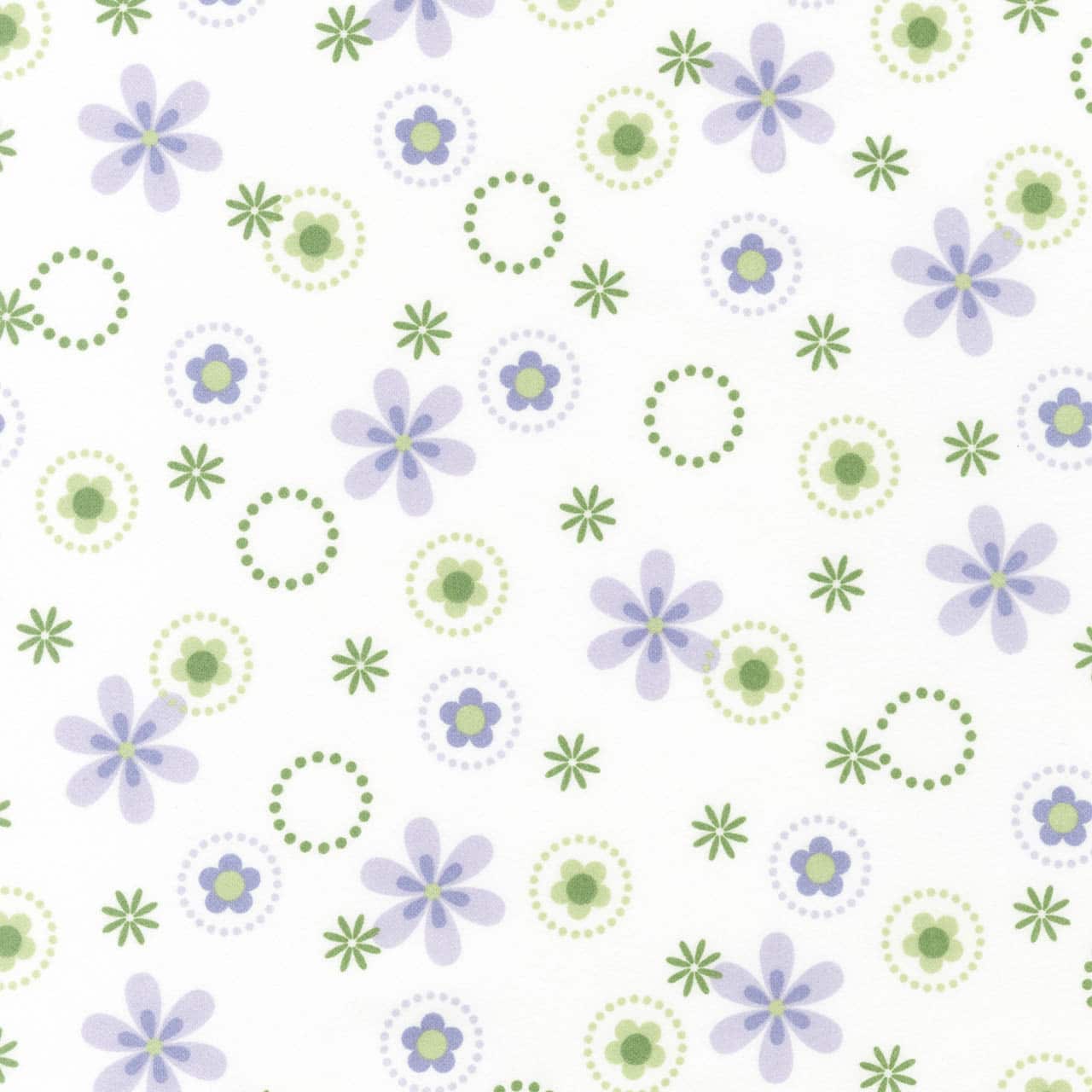 Fabric Purple Flowers on white brushed - Cozy Cotton - Robert Kaufman