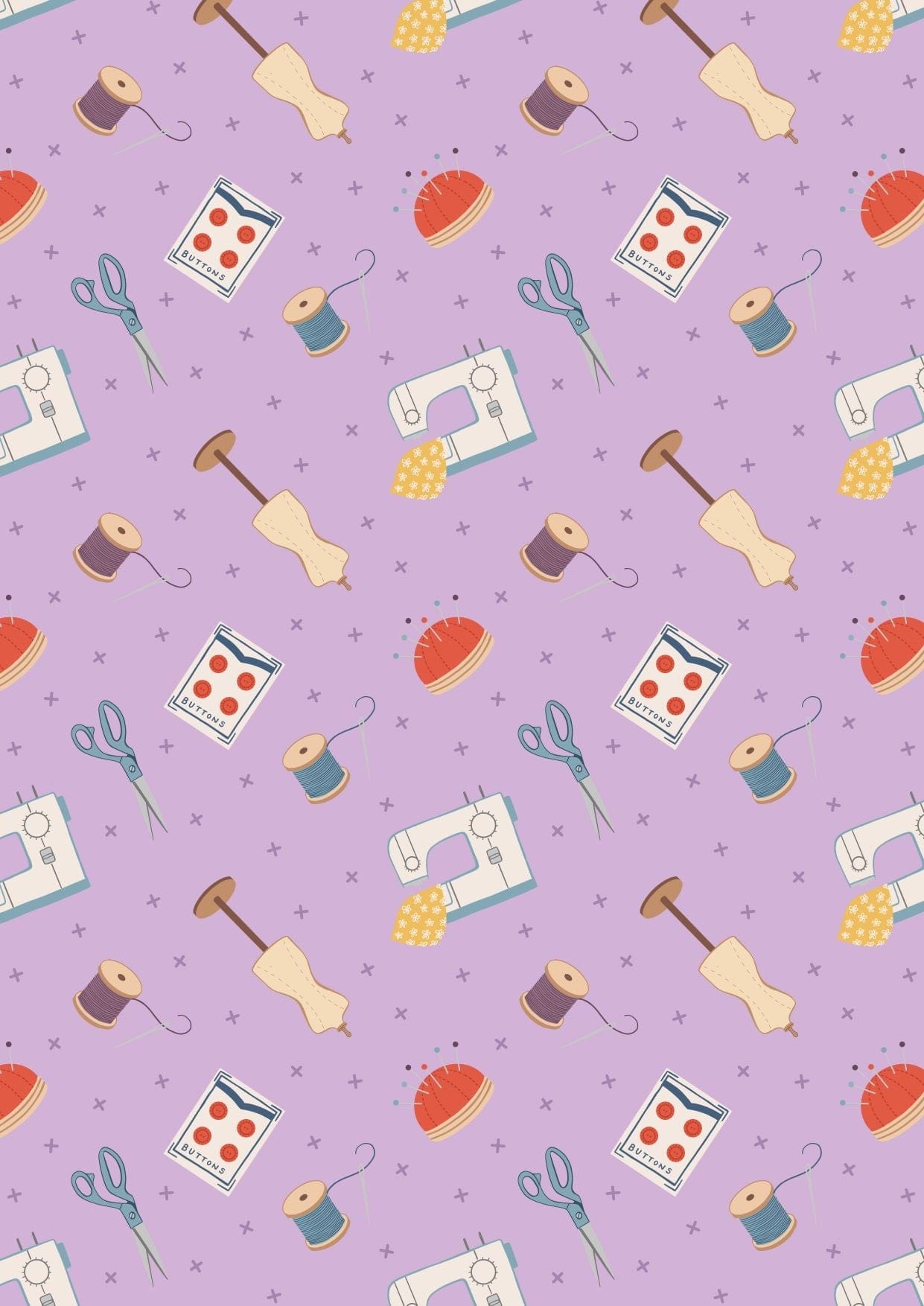 Fabric Purple sewing hobby cotton fabric - 'Small Things' Lewis & Irene