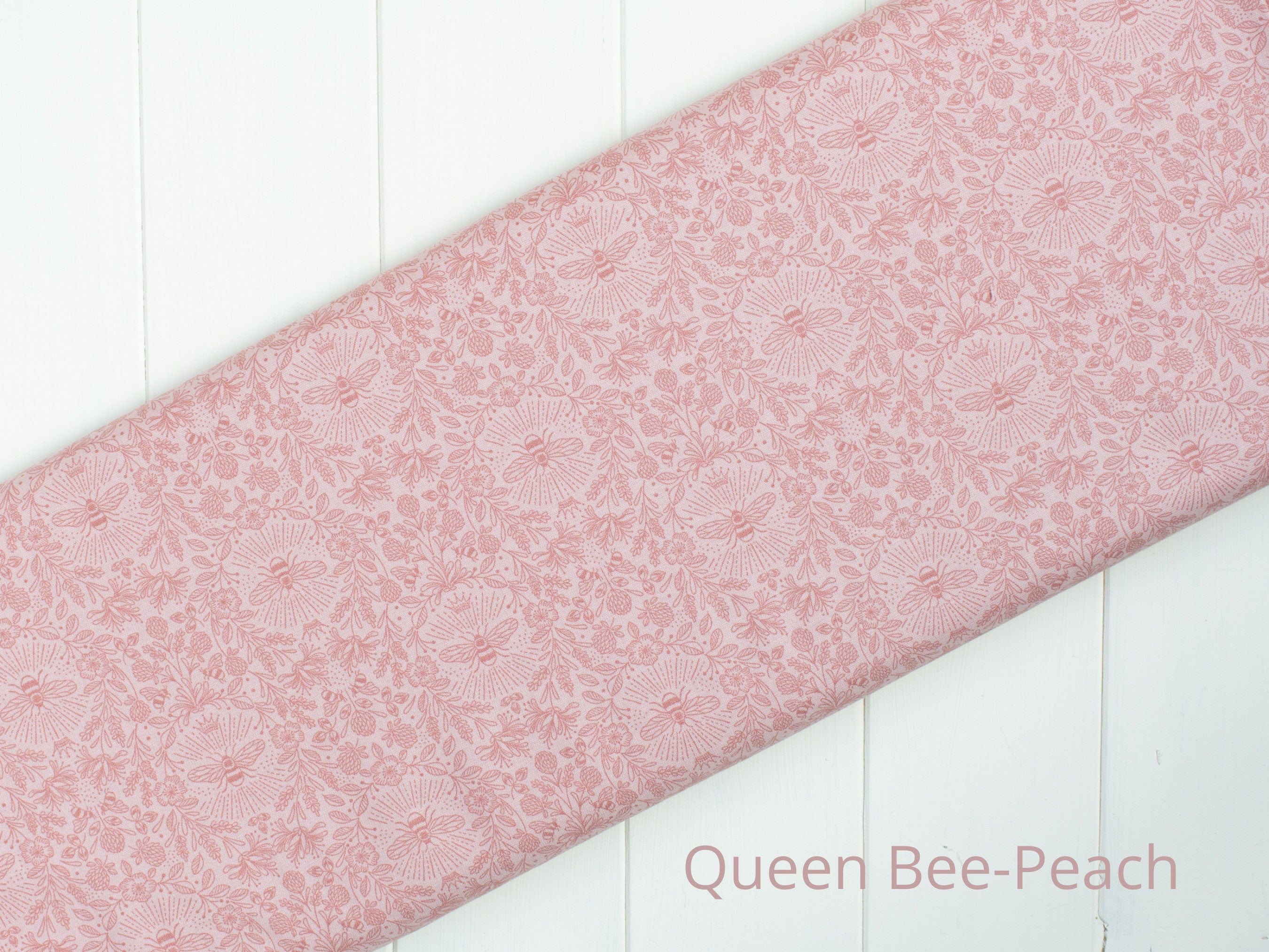 Fabric Queen Bee on Peach 100% cotton fabric - Lewis & Irene