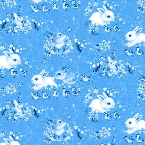 Fabric Rabbits owls woodland green cotton fabric - 'Bunny Meadows' Studio E