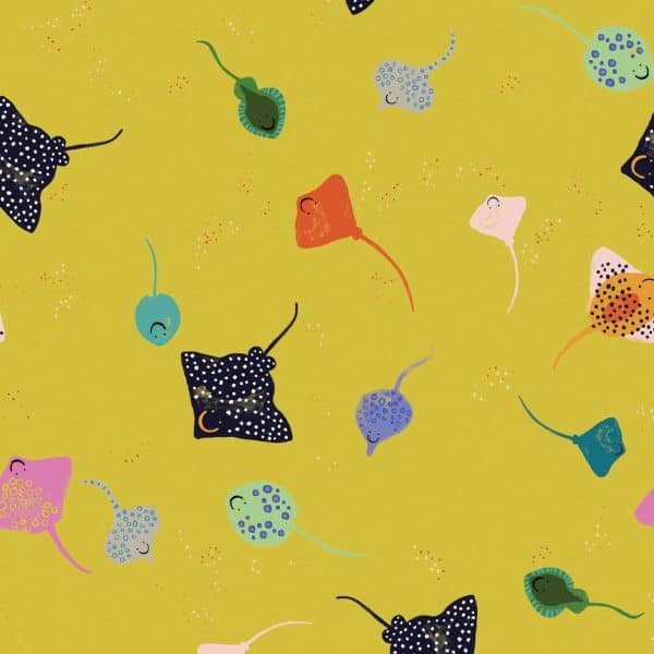 Fabric Racing Fish on Dark Blue cotton fabric - Aquatic Paradise by Dashwood Studio