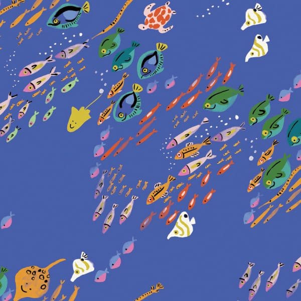 Fabric Racing Fish on Dark Blue cotton fabric - Aquatic Paradise by Dashwood Studio