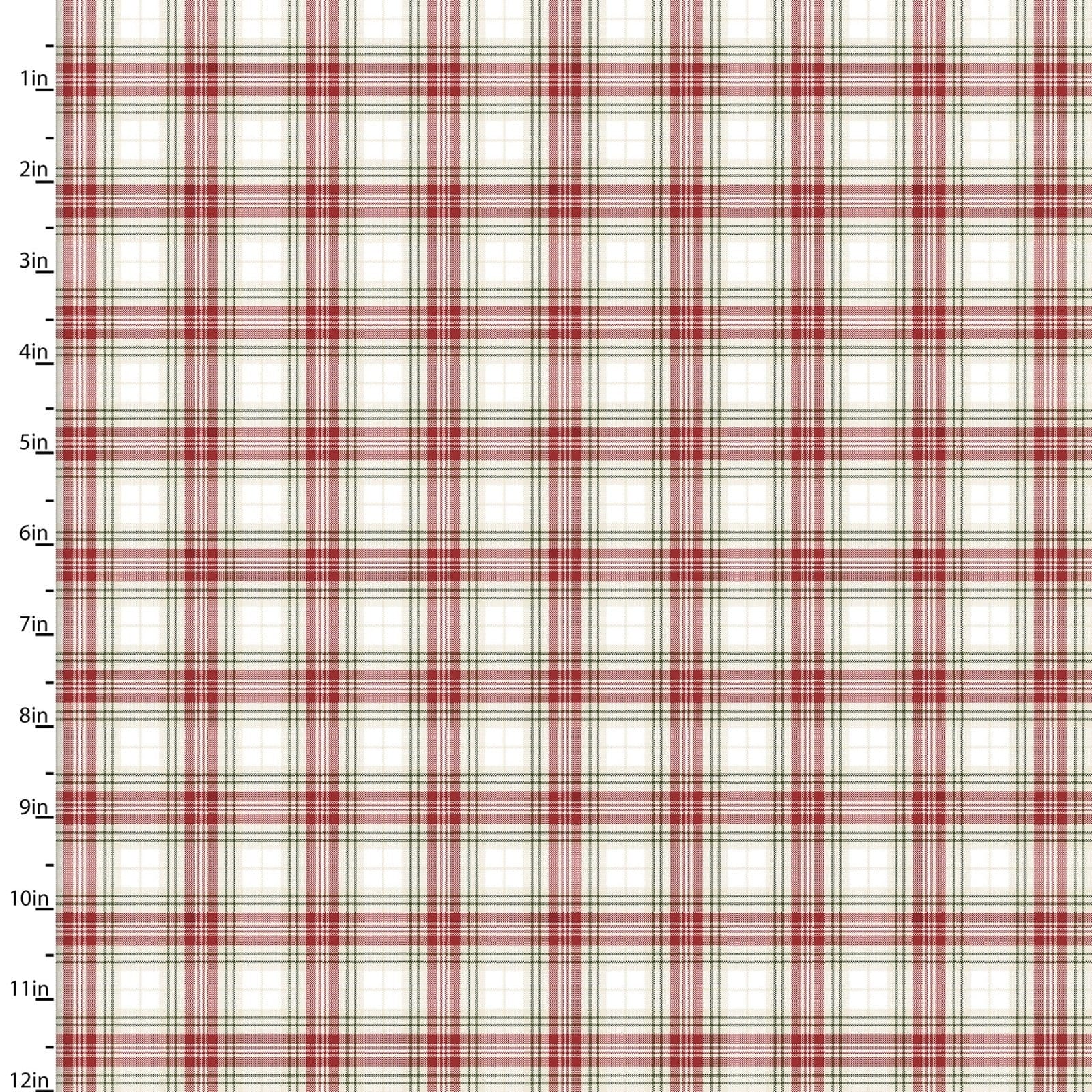 Fabric Red and white tartan plaid cotton quilting fabric - Home for the Holidays by 3 wishes