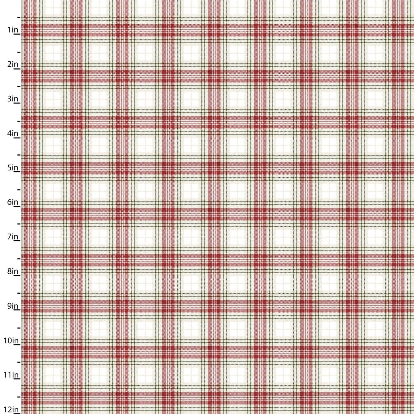 Fabric Red and white tartan plaid cotton quilting fabric - Home for the Holidays by 3 wishes