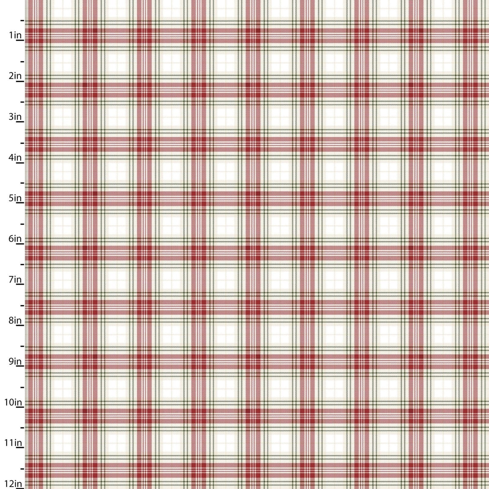 Fabric Red and white tartan plaid cotton quilting fabric - Home for the Holidays by 3 wishes