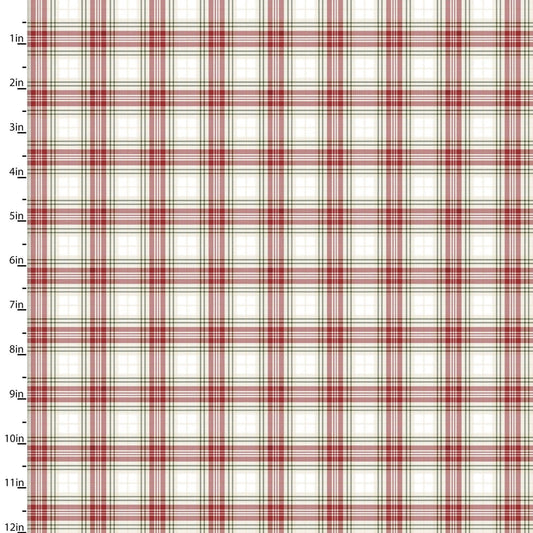 Fabric Red and white tartan plaid cotton quilting fabric - Home for the Holidays by 3 wishes