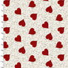 Fabric Red Hearts and handwriting on cream cotton fabric- Hugs Kisses by 3 Wishes