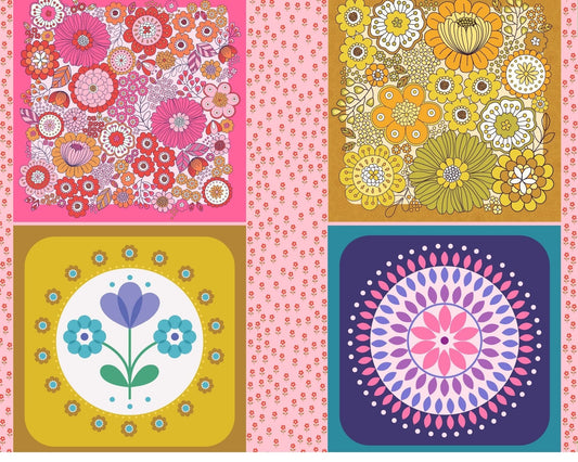 Fabric Retro cushion panel - Flower Child Lewis & Irene