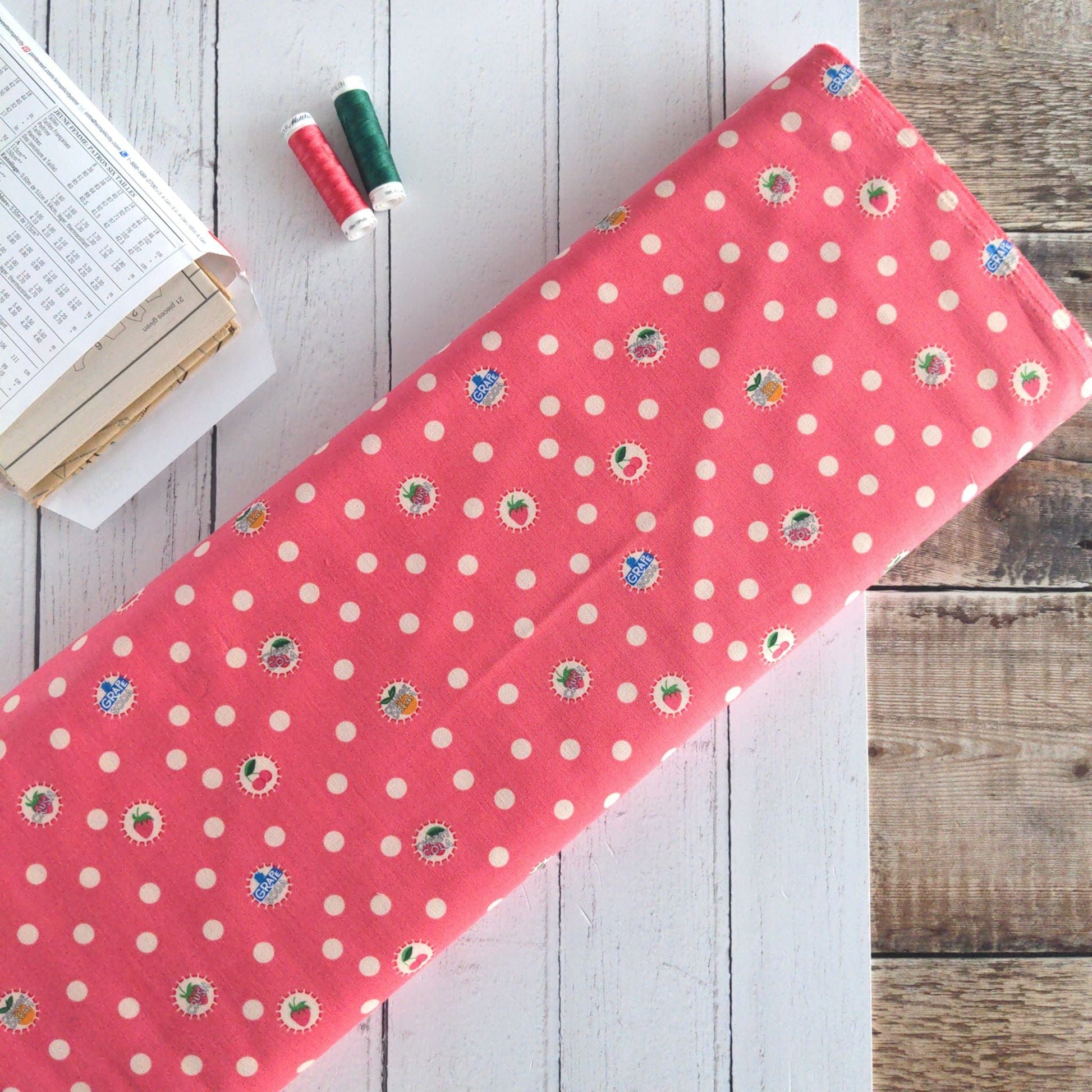 Fabric Rose bottlecaps fruit Polka Dot fabric - Summer Picnic - Riley Blake