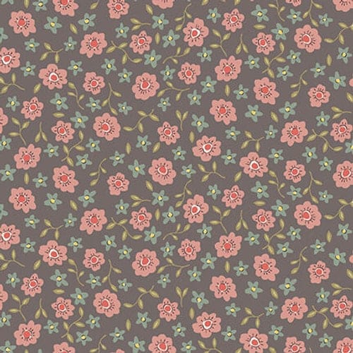 Fabric Rose pink flowers on cream cotton fabric - Market Garden - Henry Glass