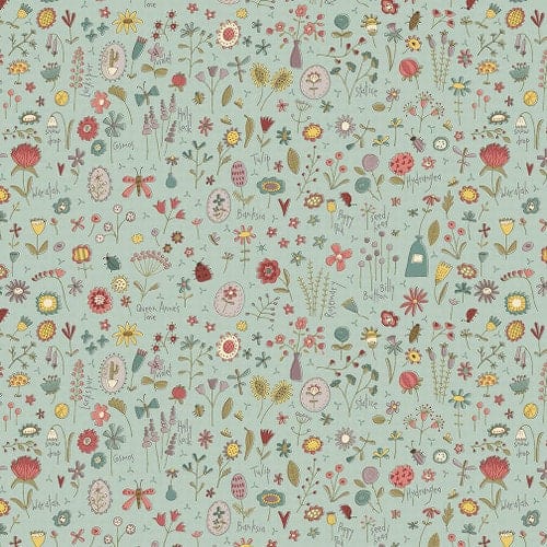 Fabric Rose pink flowers on grey cotton fabric - Market Garden - Henry Glass