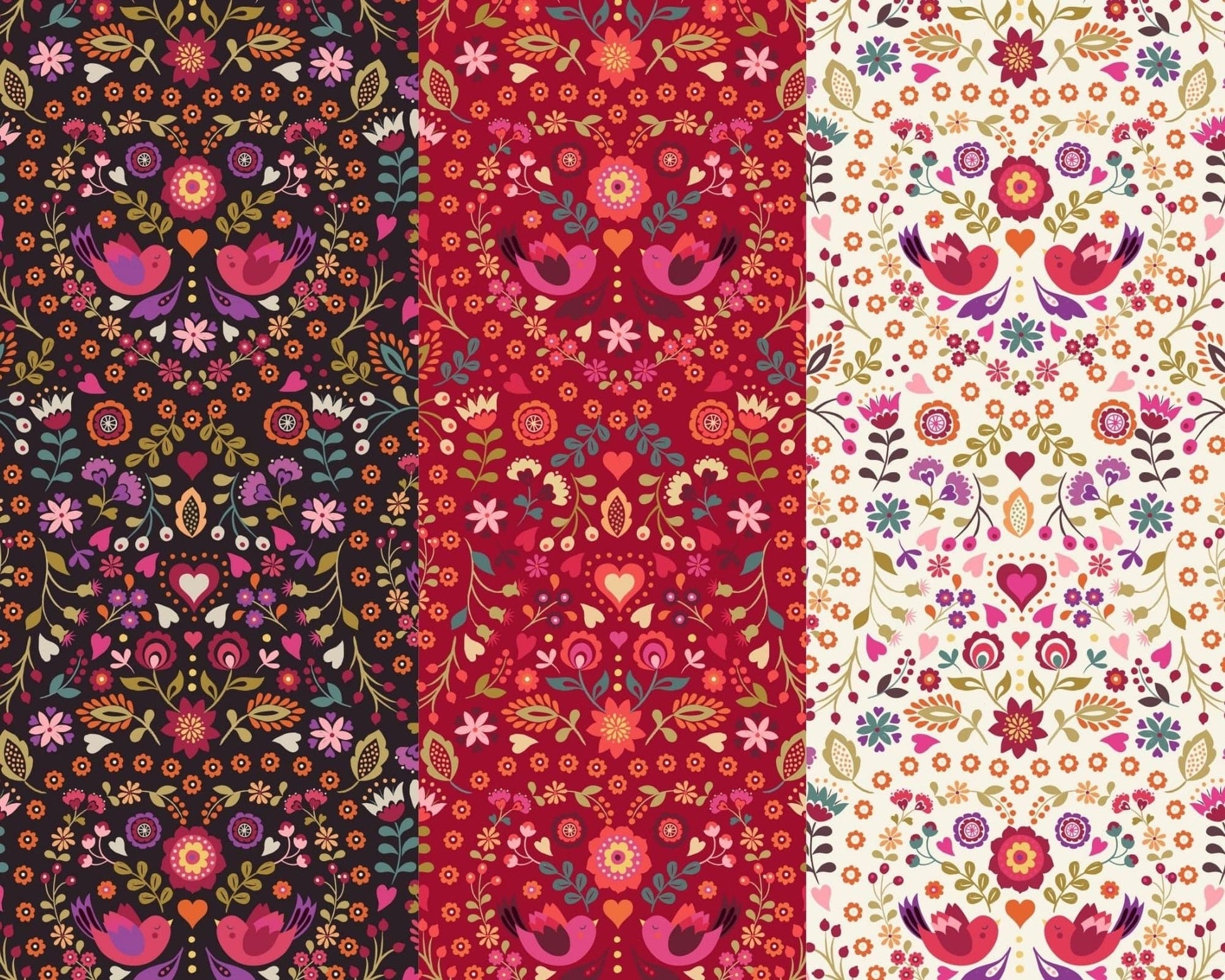 Fabric Russian Dolls on Black 100% cotton fabric - Little Matryoshka by Lewis & Irene