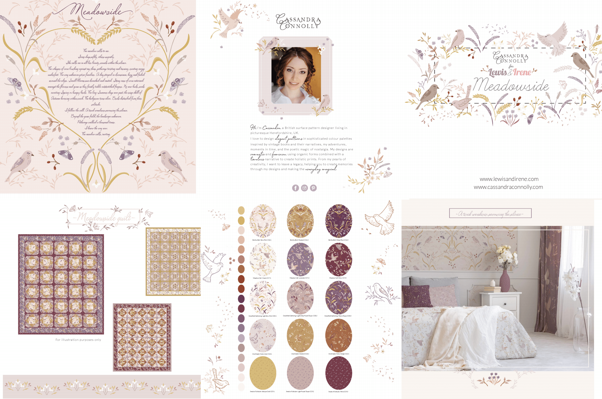 Seeds on Light Purple cotton fabric - Meadowside by Lewis & Irene