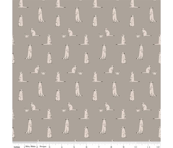 Fabric Safari animals grey cotton fabric - The waterhole Riley Blake