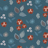 Fabric Scandi Flowers and Leaves on navy blue cotton fabric - Broderi by Dashwood Studio