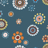 Fabric Scandi Flowers and Leaves on navy blue cotton fabric - Broderi by Dashwood Studio