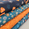 Fabric Scandi Flowers and Leaves on teal cotton fabric - Broderi by Dashwood Studio