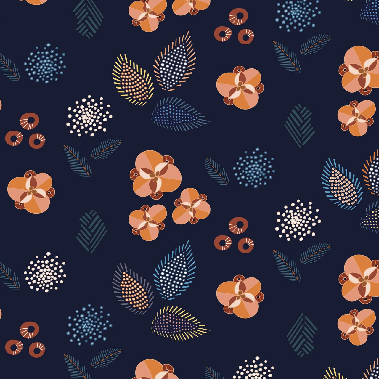 Fabric Scandi spots on orange cotton fabric - Broderi by Dashwood Studio