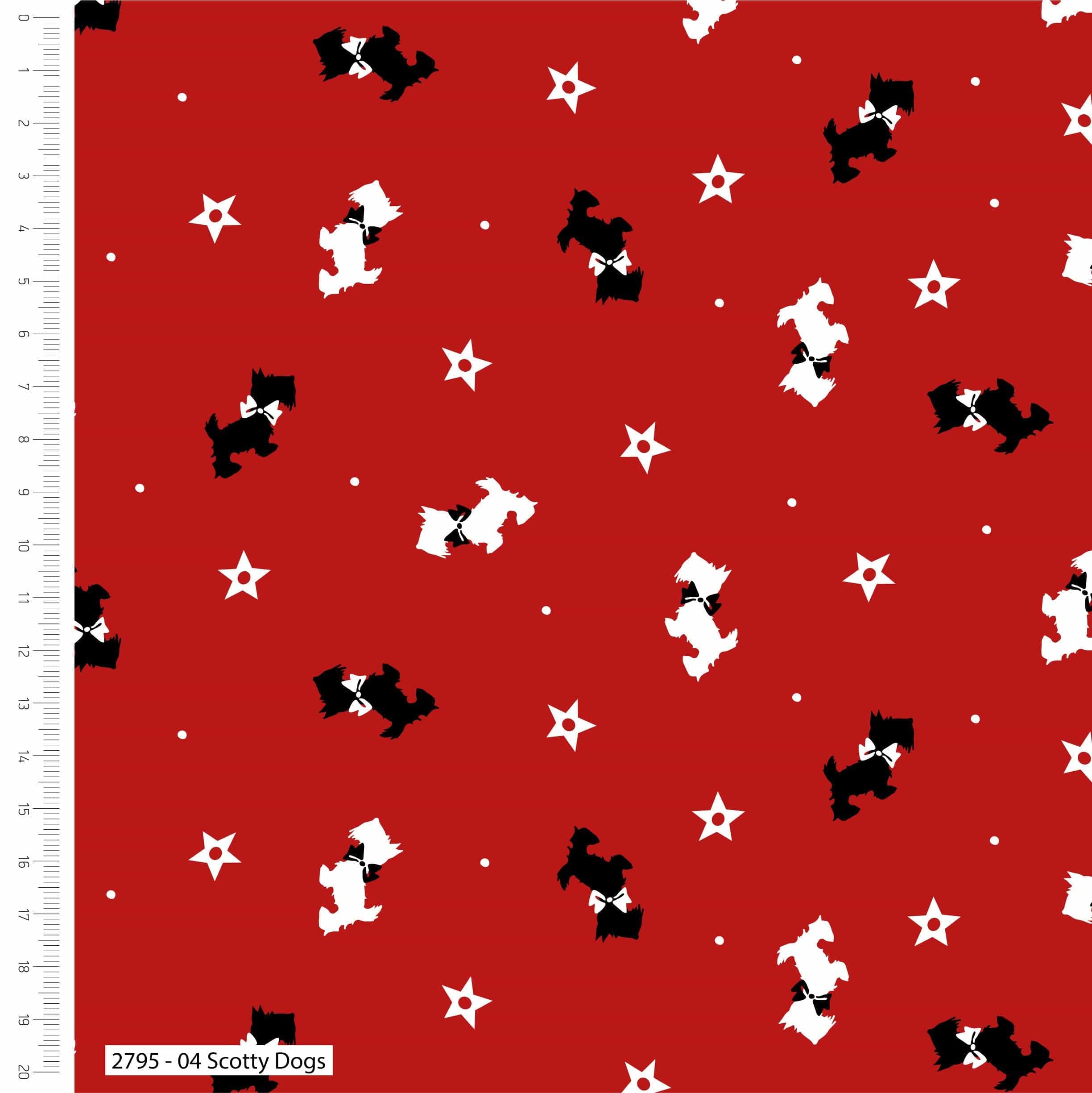 Fabric Scottie Dogs on grey winter fabric - V & A Christmas Wishes - Craft Cotton